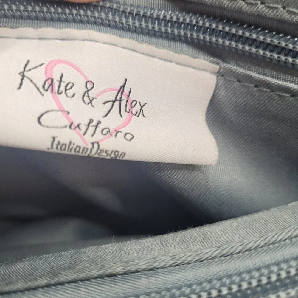 Kate & Alex Caffaro Handbag Brown Double Handle Crossbody Pebbled Faux‎ Leather